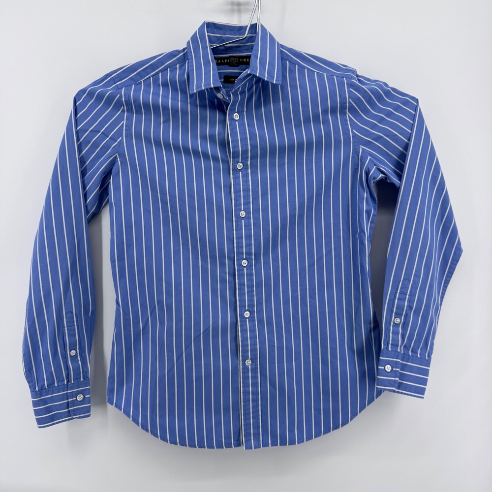 Ralph Lauren Button Down Women 6 (S) Slim Fit Cotton Blue Striped